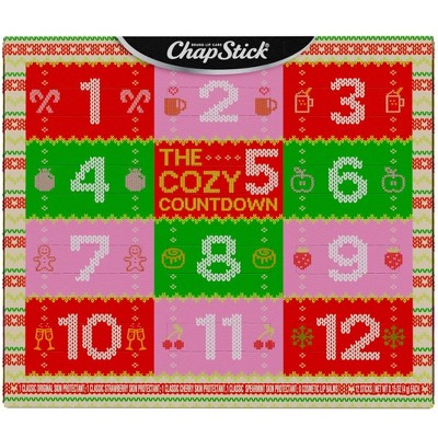 ChapStick Cozy Countdown Holiday Lip Balms 12-Pack, Advent Calendar