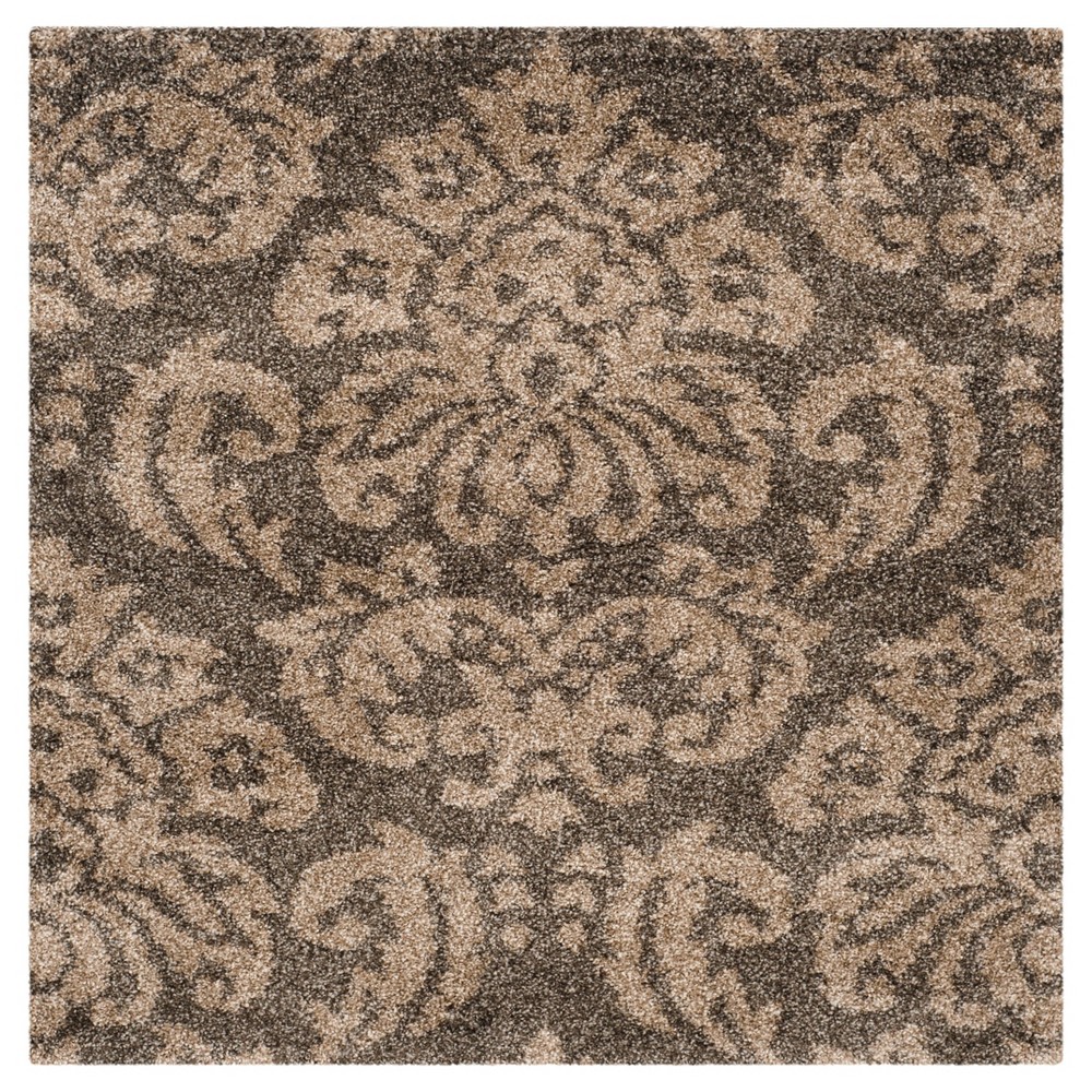 Smoke/Beige Abstract Loomed Square Accent Rug