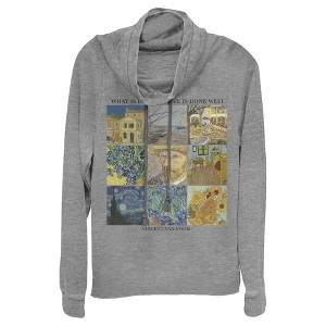 Juniors Womens Lost Gods Art Grid Cowl Neck Sweatshirt - 1 of 4