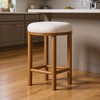 HomeRoots 27" White and Natural Boucle and Solid Wood Backless Counter Height Bar Chair - 2 of 4