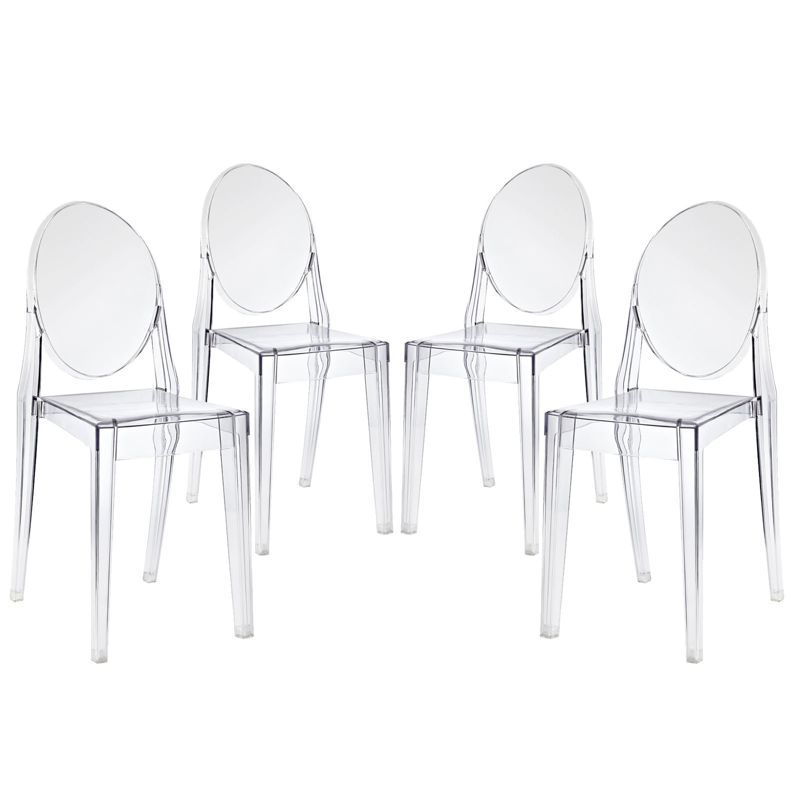 Set of 4 Casper Dining Chairs Clear - Modway, 3 of 7