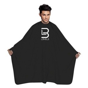 L3 Level 3 Black Cape - Universal Size - Comfortable with Adjustable Neck Closure - for Barbers and Hair Stylist (Single) - 1 of 3