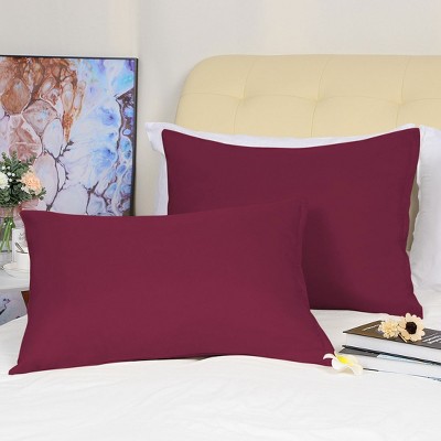 2 Pcs King 20"x36" 1800 Series Soft Brushed Microfiber Soft Pillowcase Wine - PiccoCasa