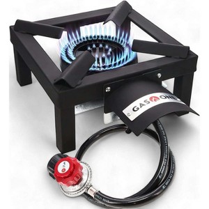GasOne High Pressure Single Propane Burner - Outdoor Cooking with Heat Shield and Guard for Camping, Tailgating, Seafood Boil, Home Brewing - 1 of 4