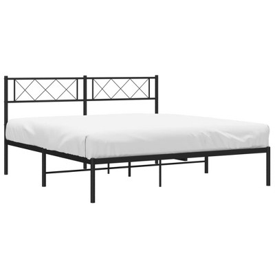 vidaXL Modern Black Metal Bed Frame with Supporting Headboard and Spacious Storage Space – Easy Assembly