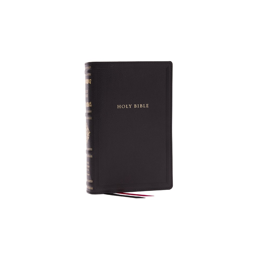 RSV Personal Size Bible with Cross References, Black Leathersoft, (Sovereign Collection) - by Thomas Nelson (Leather Bound)