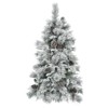 INFURNIC Artificial Trees 4FT Pre Lit Spruce Snow Flocked Christmas Tree with Pine Cones for Holiday Decor, White Green, 31.5"*31.5"*48" - 2 of 4