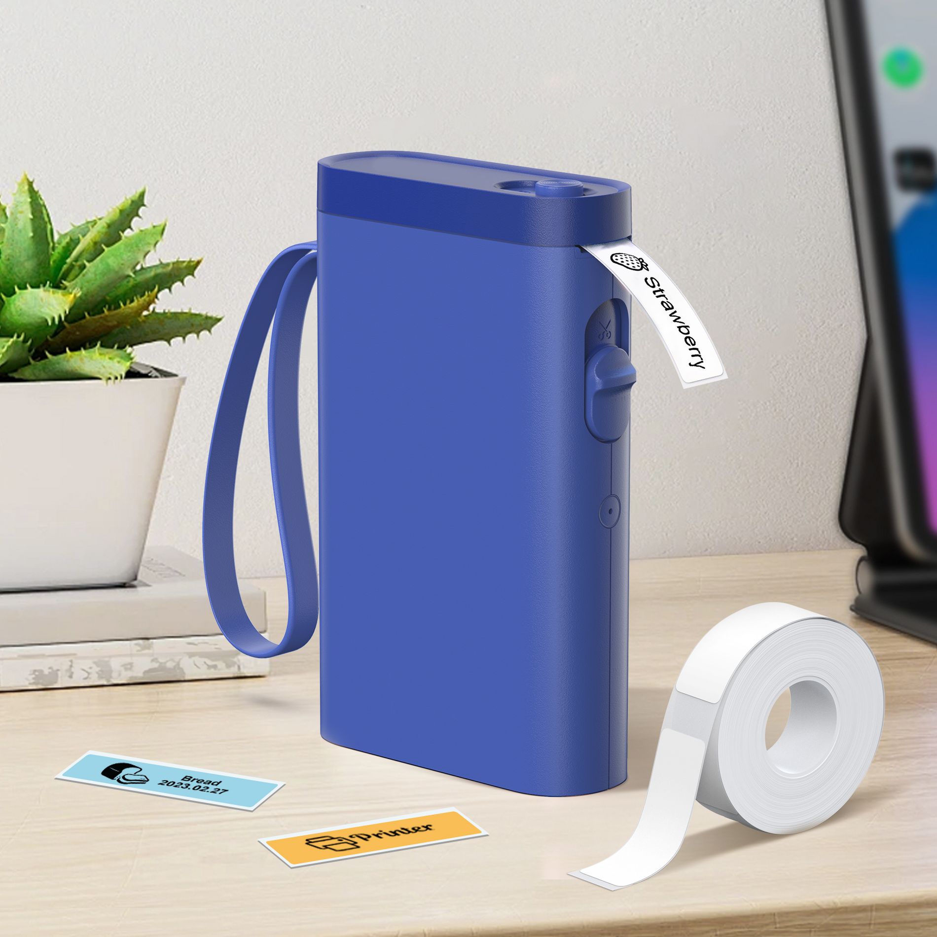 FLEXYVA Label Maker Machine with Tape, P21 Portable Bluetooth Label Printer, Mini Label Makers with Multiple Templates for Office Home, Dark Blue