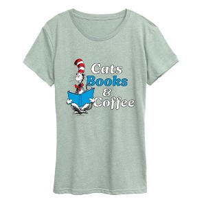 Women's The Cat in the Hat Cats, Books, And Coffee Short Sleeve