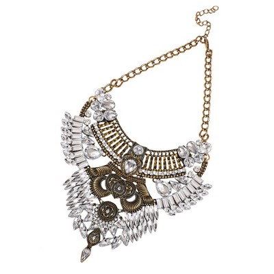 SOHI Women's Crystal Silver Party Statement Necklace
