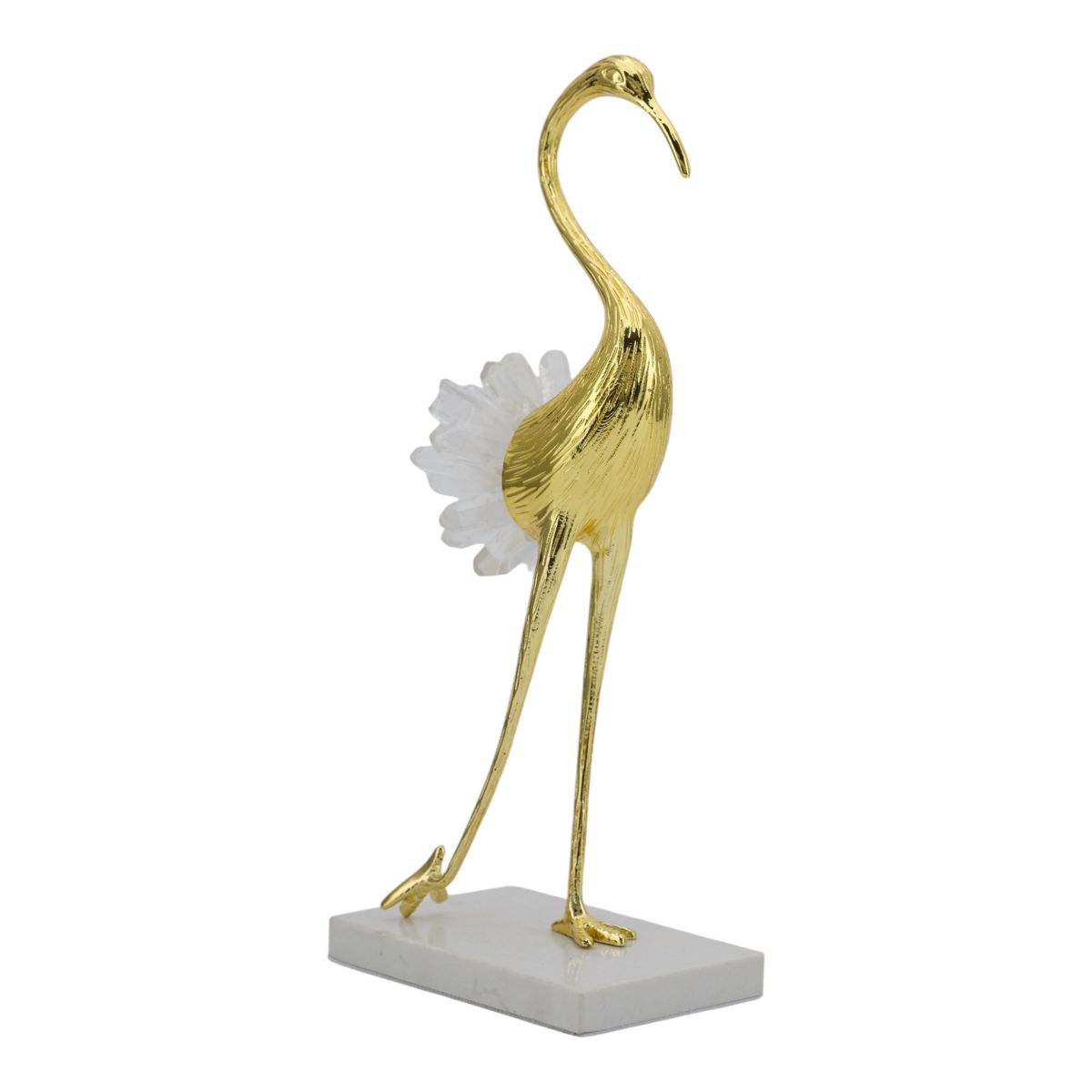 Elegant Crane Sculpture with Marble Base, Decorative Bird Statue for Tabletop Display, Living Room Accent, Entryway Decor, or Centerpiece Ornament - thumbnail 7