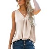 Zeagoo Women's Silk Blouse Elegant Tops Pleated Tank Top Shirt V Neck Blouse Casual Sleeveless Tank Tops - 2 of 4