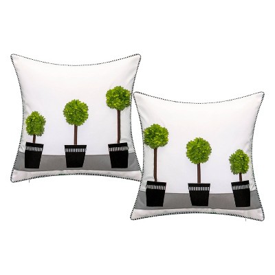 Graduated Boxwood Tree Indoor/Outdoor Throw Pillow Green - Edie@Home