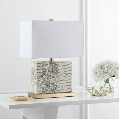 Delia Cream Faux Snakeskin 21-inch Traditional Table Lamp
