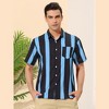 Lars Amadeus Men's Summer Striped Shirts Short Sleeves Button Down Beach Color Block Shirt - 2 of 4