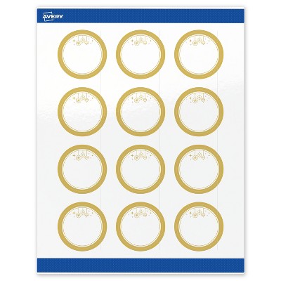 Avery Labels, 2" Diameter, Gold-Metallic Ornaments, Glossy, 120ct