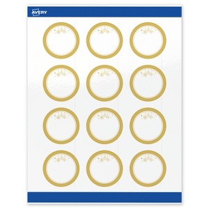 Avery Labels, 2" Diameter, Gold-Metallic Ornaments, Glossy, 120ct - 1 of 4