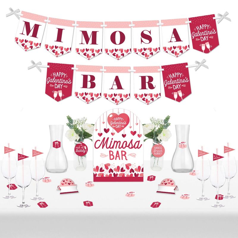 Big Dot of Happiness Happy Galentine's Day - DIY Valentine's Day Party Mimosa Bar Signs - Drink Bar Decorations Kit - 50 Pieces, 1 of 10