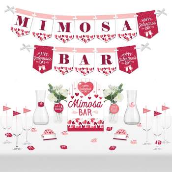 Big Dot of Happiness Happy Galentine's Day - DIY Valentine's Day Party Mimosa Bar Signs - Drink Bar Decorations Kit - 50 Pieces