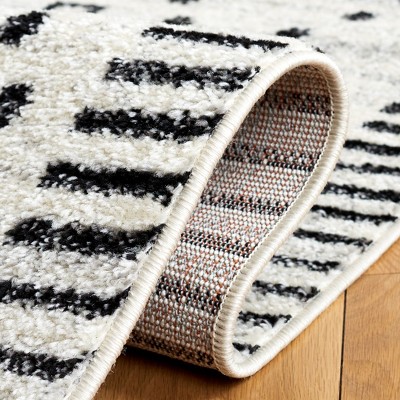 Boho-Chic Black and Ivory Hand-Knotted Round Area Rug