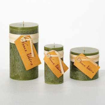 Moss Timber Pillar Candles Kit - Set of 3
