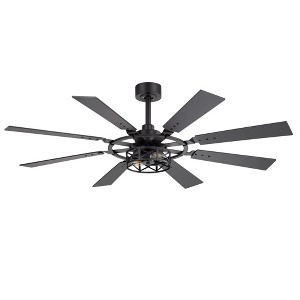 Airsurfer 52" Matte Black Ceiling Fan with Silent Reversible Motor, 8 Plywood Blades & Compatible with 2 E12 Bulbs - 1 of 4