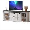70" Farmhouse TV Stand, Entertainment Center Storage Cabinets w/Power Outlets and Sliding Barn Door,Rustic TV Stands for Living Room - 3 of 4