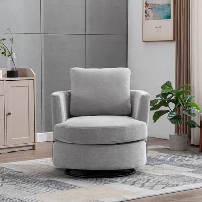 GDFStudio Roxanne Swivel Chenille Upholstered Wood and Steel Accent Chair