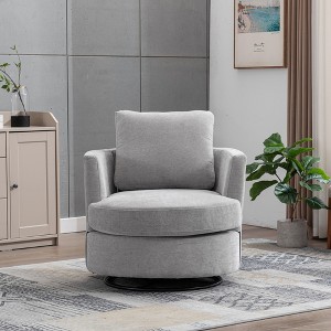 GDFStudio Roxanne Swivel Chenille Upholstered Wood and Steel Accent Chair - 1 of 4