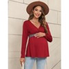 WhizMax Womens Maternity Shirts Long Sleeve Pregnancy Tops Casual V Neck Knit Pregnant Blouses - 3 of 4