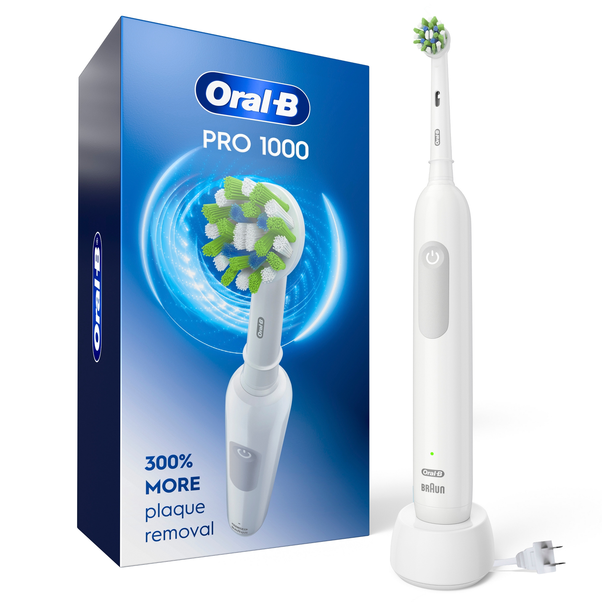 Oral-B Pro 1000 Power Rechargeable Battery Electric Toothbrush with Multiple Modes - White
