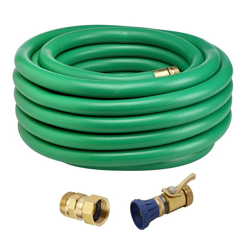 Underhill UltraMax Green 50 Foot Water Hose with Precision Cloudburst Solid Metal Hose Nozzle and Garden Nozzle Remover Twist Ease Kink Eliminator, 1 of 6