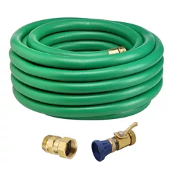 Underhill UltraMax Green 50 Foot Water Hose with Precision Cloudburst Solid Metal Hose Nozzle and Garden Nozzle Remover Twist Ease Kink Eliminator