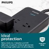 Philips Surge Protector 4ft 7 Outlet Adapter-Spaced USB-A USB-C 1500 Joules Braided Cord - Black - 3 of 4