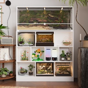 FUFU&GAGA Freestanding Bookshelf Grid Design Open Bookcase White - 1 of 4