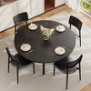 47" Round Dining Table for 4-6, Farmhouse Kitchen Table with Storage, Space Saving Wood Circle Dinner Table with Metal Legs - 2 of 4