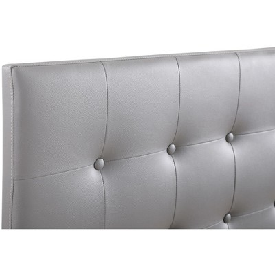 Light Grey Full Upholstered Tufted Leather Headboard
