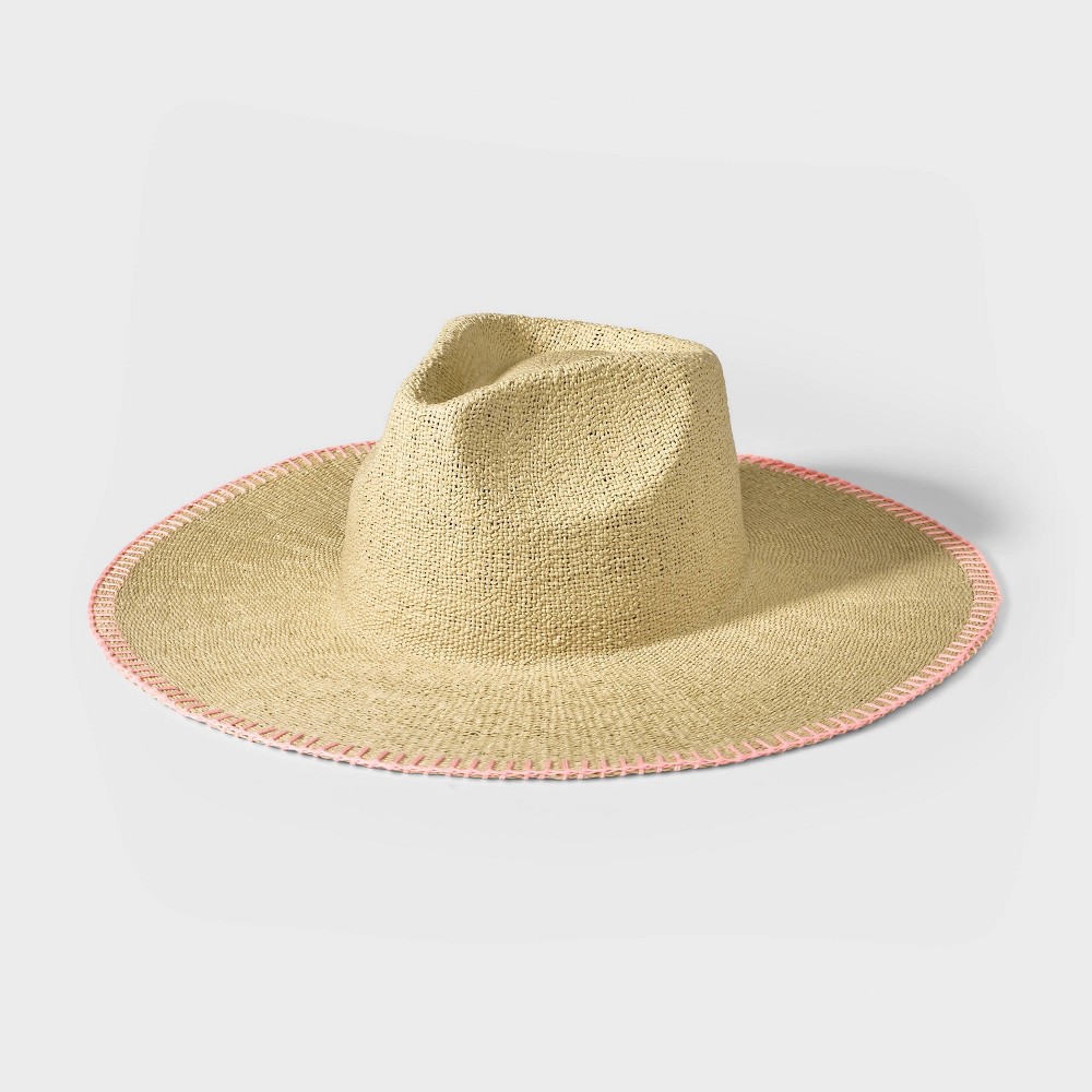 Straw Panama Hat - Universal Thread™ Cream/Pink S/M