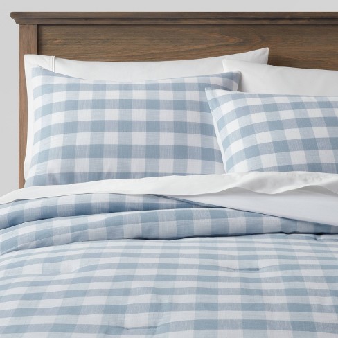 Full/queen Yarn-dyed Gingham Comforter & Sham Set Light Blue