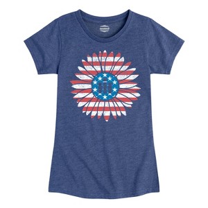 Girls' - Case IH - Patriotic Daisy Fitted Short Sleeve Graphic T-Shirt - 1 of 4