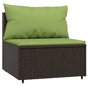 vidaXL Patio Middle Sofa Brown PE rattan Medium Adjustable Feet - 1 of 4