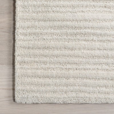 Ivory Handmade Wool Rectangular Tufted Area Rug, 4' x 6'