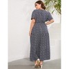Garvee Women Plus Size V Neck Wrap Maxi Dress High Waist Ruffle Summer Casual Dress with Belt Short Sleeve - 4 of 4