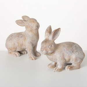 8"H Sullivans Resting Stance Bunny Statues Set of 2  Gray - 1 of 3