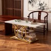 Gulches 3-Tier Rustic Industrial Coffee Table, 47.2"L×19.7"W×20"H White and Gold Faux Marble Look, Spacious Storage Shelves - 3 of 4