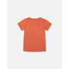 Deux par Deux Boy Organic Cotton Graphic Tee Orange and Navy Dino - 3 of 4