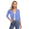 BLUEMING Women’s Cropped Button-Front Cardigan - Textured Knit with 3/4 Sleeves & Elevated Everyday Silhouette - 4 of 4