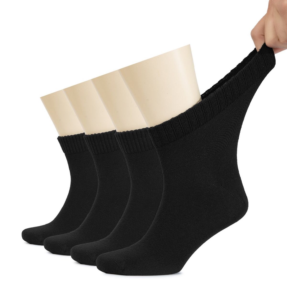 Hugh Ugoli Men's Cotton Diabetic Ankle Socks Wide Fit Seamless Toe Non-Binding, 4 Pairs - thumbnail 9