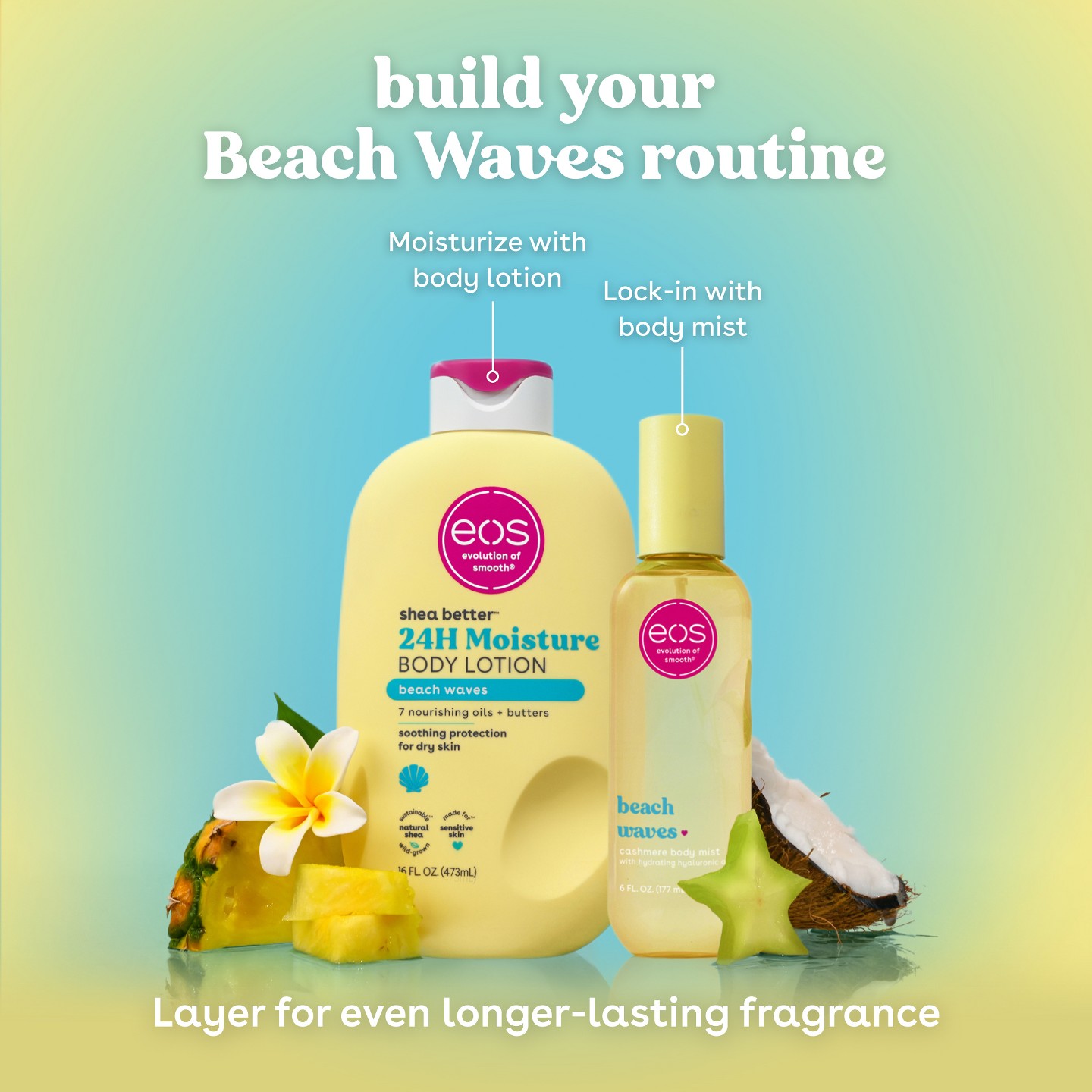 Увлажняющий лосьон для тела eos Shea Better 24H, Beach Waves, 16 fl oz — фото 7