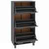 vidaXL Shoe Cabinet Dark Gray Solid Pine Wood, Engineered Wood Medium - 4 of 4